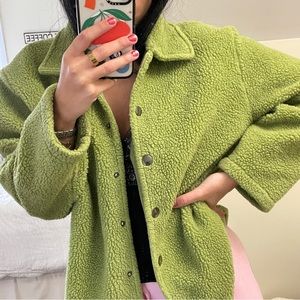 green 90's sherpa coat